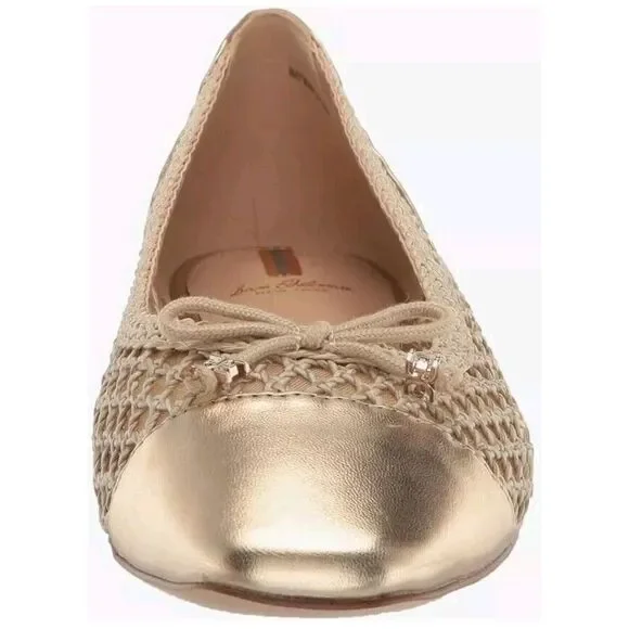 Sam Edelman May Bleached Natural Weave Gold Ballet Flats Women's Size 9.5 Square - Picture 3 of 8